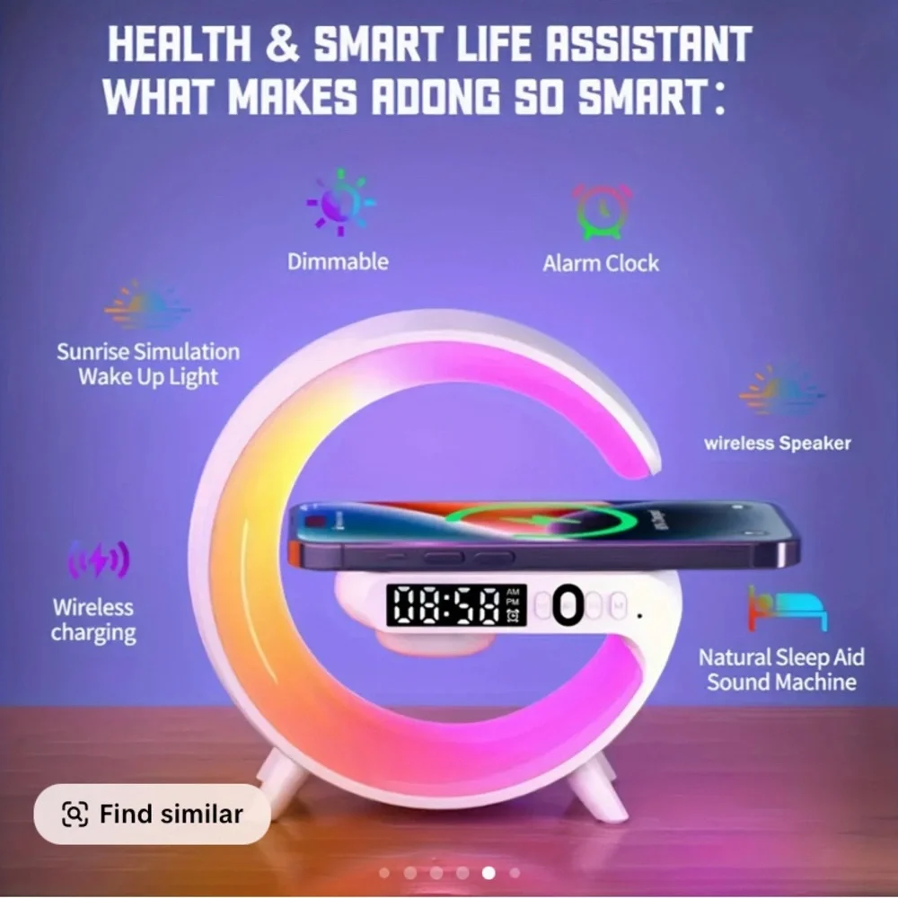 Multicolor LED Clock with Wireless Charging - Picture 6 of 10